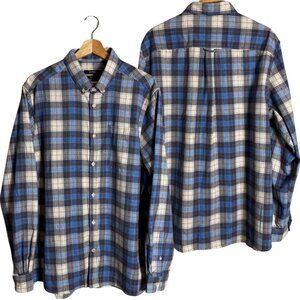 NWOT Burton of London Plaid Flannel Button Down Shirt Mens XL Blue Outdoor Comfy